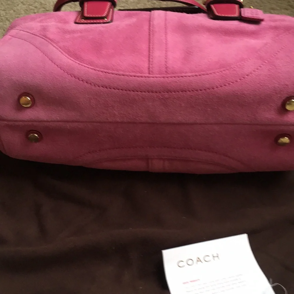 Coach Pink Suede Leather Satchel Bag
